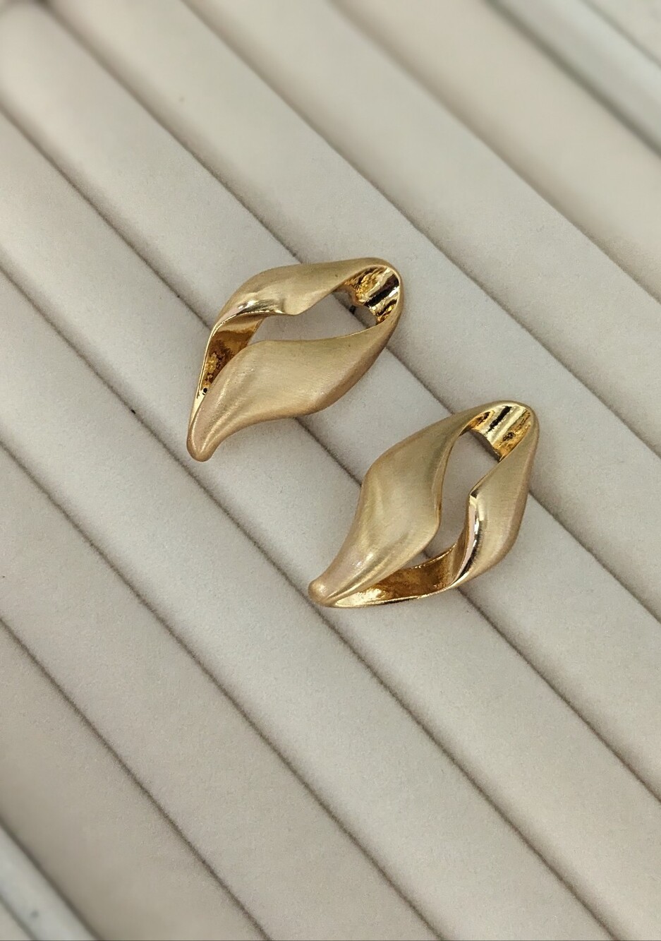 Gold Sculpted Wave Earrings